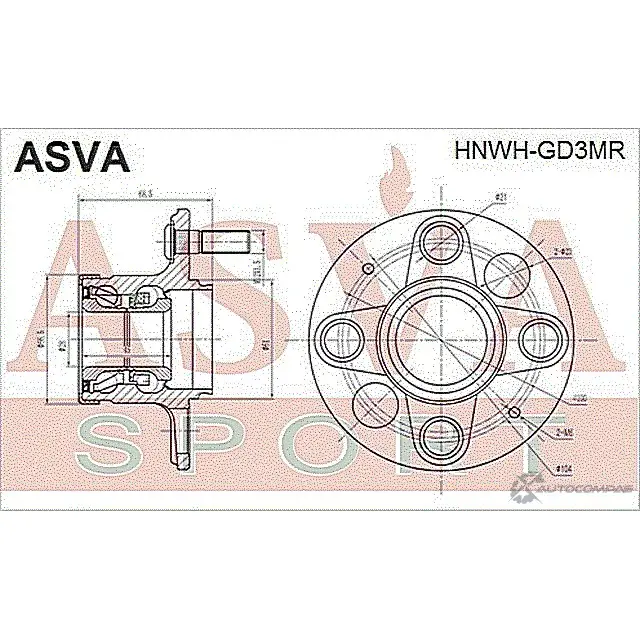 Ступица колеса ASVA 93 ZZS8Q 1269714473 HNWH-GD3MR изображение 1