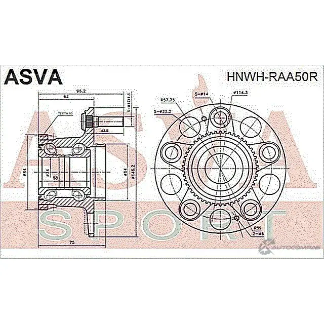 Ступица колеса ASVA 1269714495 G29LO S HNWH-RAA50R изображение 1