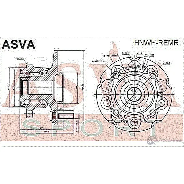 Ступица колеса ASVA HNWH-REMR 1269714513 132E U изображение 1
