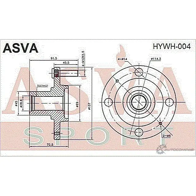 Ступица колеса ASVA 1269715061 PO KVX HYWH-004 изображение 1