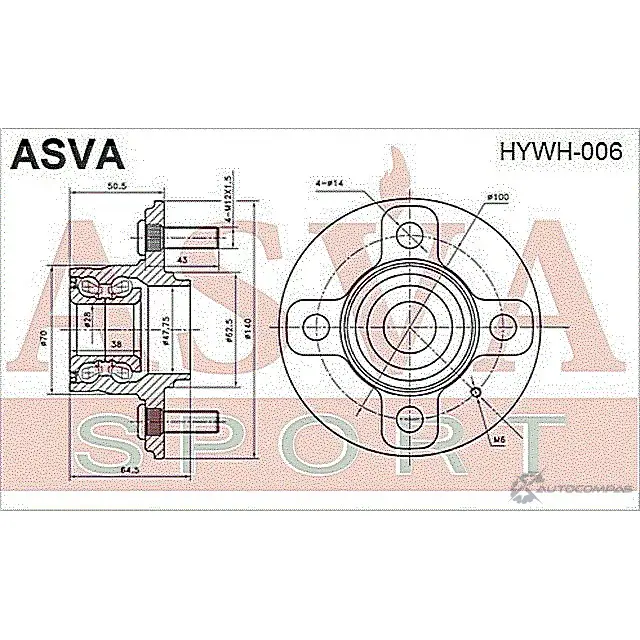 Ступица колеса ASVA HYWH-006 82F NA 1269715067 изображение 1