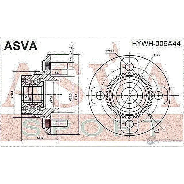 Ступица колеса ASVA HYWH-006A44 1269715071 J SJ39F изображение 1