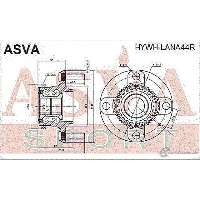 Ступица колеса ASVA S OMKXD5 HYWH-LANA44R 1269715103 изображение 1