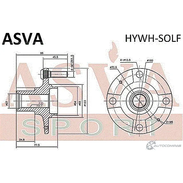 Ступица колеса ASVA HYWH-SOLF 1269715119 44Q TJ изображение 1