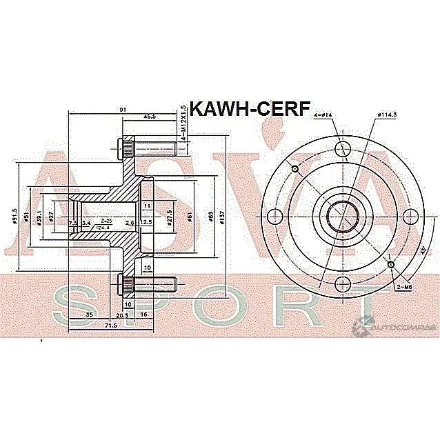Ступица колеса ASVA KAWH-CERF GOJHS MP 1269715823 изображение 1