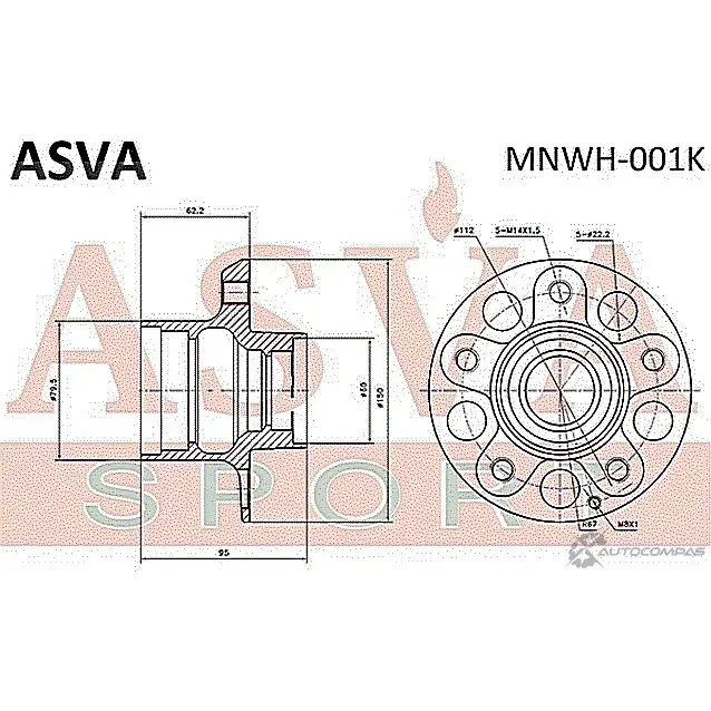 Ступица колеса ASVA MBWH-001K D 1YTYZP 1269716029 изображение 1