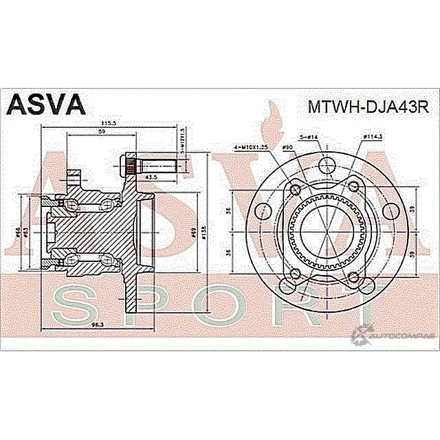 Ступица колеса ASVA 1269717919 MTWH-DJA43R 68 MK0N изображение 1