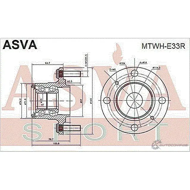 Ступица колеса ASVA MTWH-E33R 1269717921 Z75 2Z изображение 1