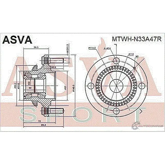 Ступица колеса ASVA AW59 F MTWH-N33A47R 1269717953 изображение 1