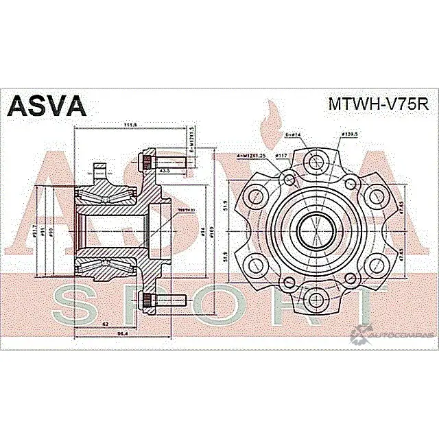 Ступица колеса ASVA MTWH-V75R C LJHO 1269717971 изображение 1