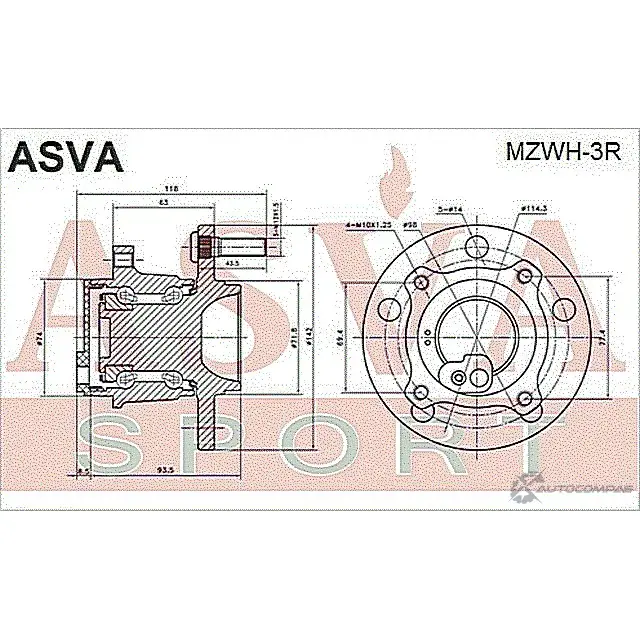 Ступица колеса ASVA E6Q T4 1269720087 MZWH-3R изображение 1