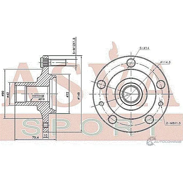 Ступица колеса ASVA 99BB G 1269720113 MZWH-6F изображение 1
