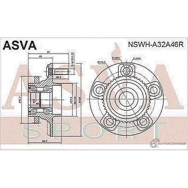 Ступица колеса ASVA 1269722271 ZHRC 2T NSWH-A32A46R изображение 1