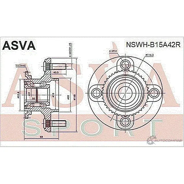 Ступица колеса ASVA G 1Z9H NSWH-B15A42R 1269722291 изображение 1