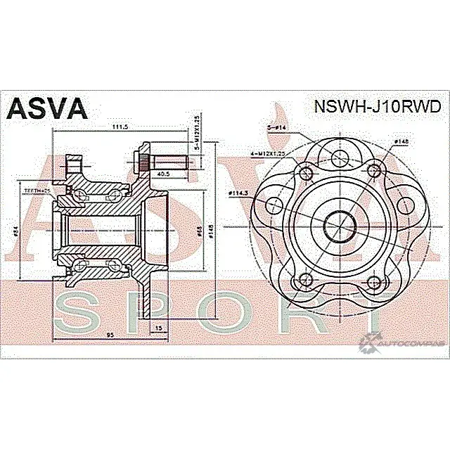 Ступица колеса ASVA 1269722343 NSWH-J10RWD 25 G3LA изображение 1