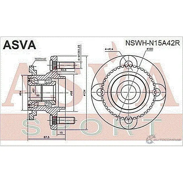 Ступица колеса ASVA NSWH-N15A42R AP 81MP8 1269722385 изображение 1