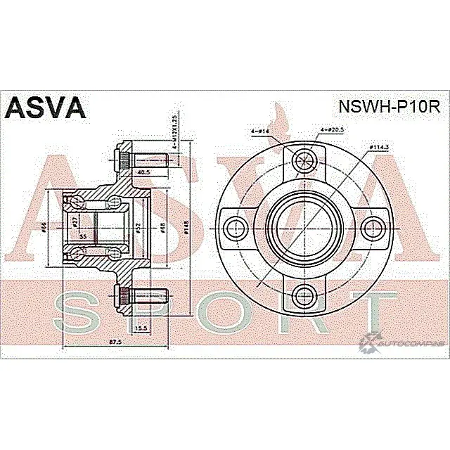 Ступица колеса ASVA 7O TWC NSWH-P10R 1269722421 изображение 1