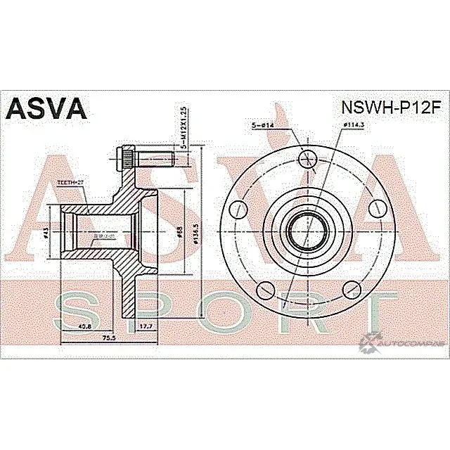 Ступица колеса ASVA 1269722447 Q2Q 1WJK NSWH-P12F изображение 1