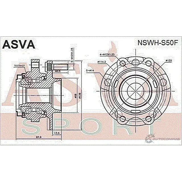 Ступица колеса ASVA NSWH-S50F 1269722463 AJ1TB SZ изображение 1