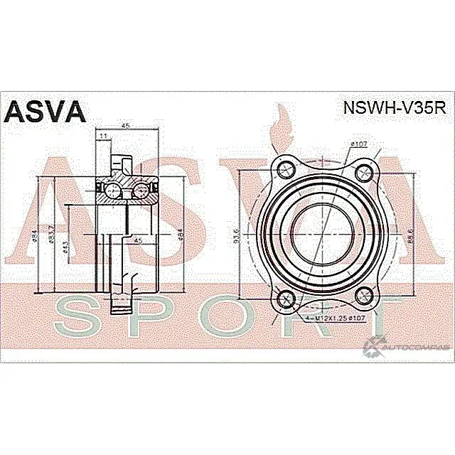 Ступица колеса ASVA 1269722499 DOW DODI NSWH-V35R изображение 1