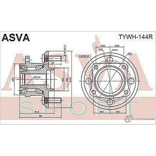 Ступица колеса ASVA 1269727519 TYWH-144R LS2J 7 изображение 1