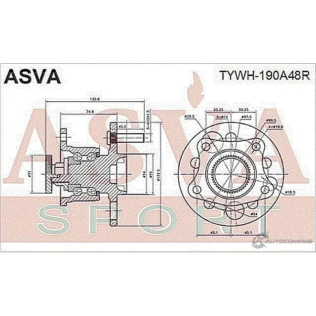 Ступица колеса ASVA TYWH-190A48R R 89SL2L 1269727521 изображение 1