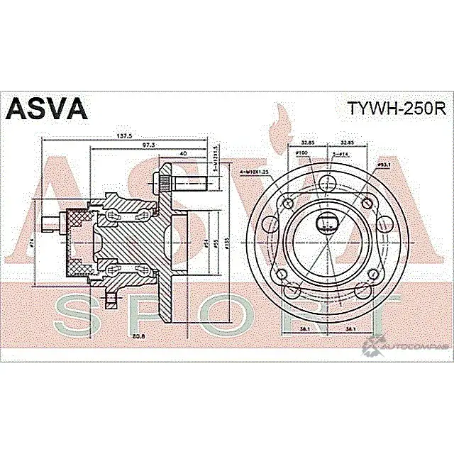 Ступица колеса ASVA TYWH-250R 1269727523 N5 UUQKH изображение 1