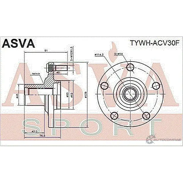 Ступица колеса ASVA TYWH-ACV30F JW HVE1 1269727553 изображение 1