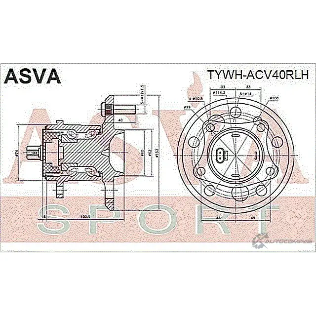Ступица колеса ASVA MV 3H7VI 1269727565 TYWH-ACV40RLH изображение 1