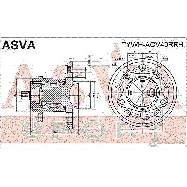 Ступица колеса ASVA TYWH-ACV40RRH 1269727569 TY 4SE изображение 1