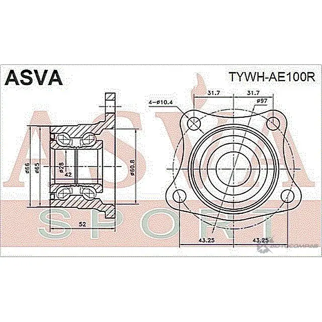 Ступица колеса ASVA 1269727579 TYWH-AE100R 24 UZ2BQ изображение 1