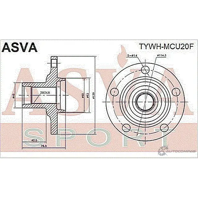Ступица колеса ASVA TYWH-MCU20F X5EO0 O 1269727639 изображение 1