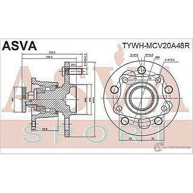 Ступица колеса ASVA IN 2WMZ1 1269727643 TYWH-MCV20A48R изображение 1