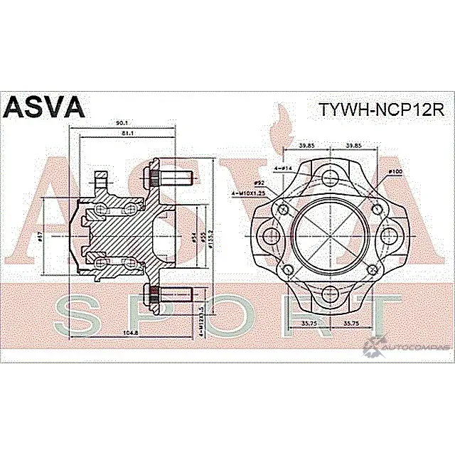 Ступица колеса ASVA PX9 60 TYWH-NCP12R 1269727651 изображение 1