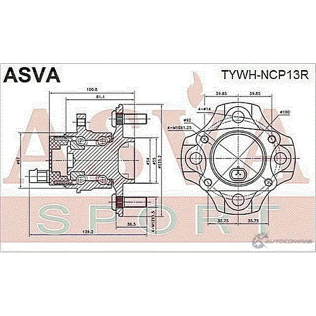 Ступица колеса ASVA TYWH-NCP13R 1269727655 7KY GU изображение 1