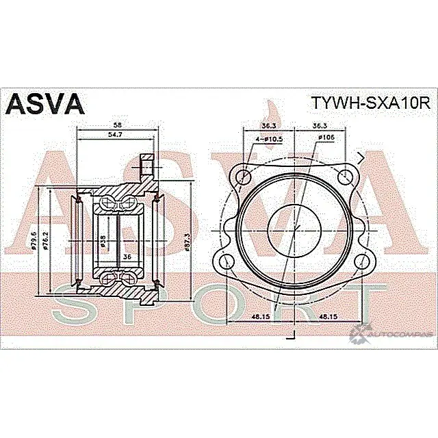 Ступица колеса ASVA TYWH-SXA10R 1269727677 E1X3A E изображение 1