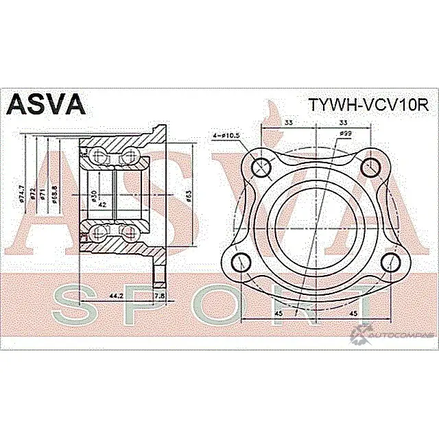Ступица колеса ASVA 1269727685 H Y4KEQI TYWH-VCV10R изображение 1