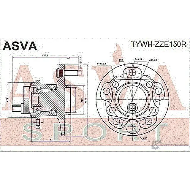 Ступица колеса ASVA 1269727711 4H 04M TYWH-ZZE150R изображение 1