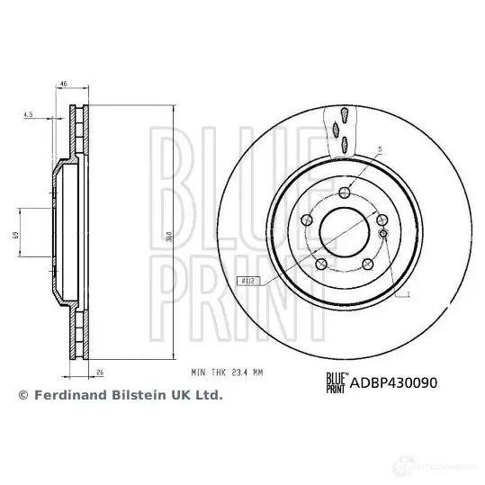 Тормозной диск BLUE PRINT ADBP430090 1438325704 8R VWY3X