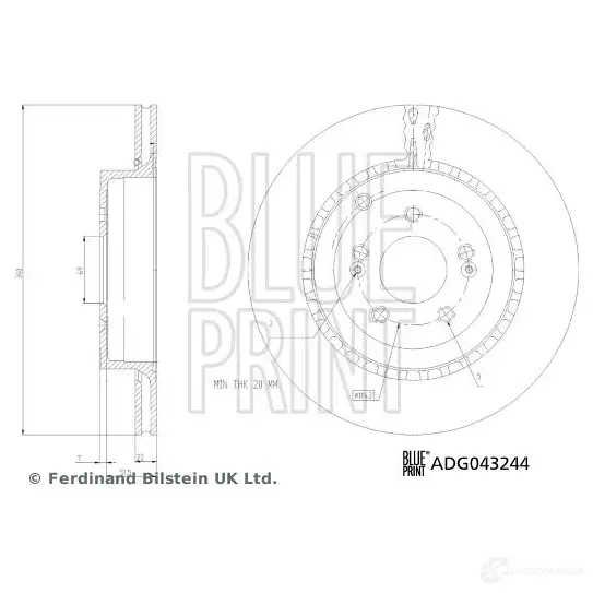 Тормозной диск BLUE PRINT ADG043244 X9T SI 1425049650 5057746112226 изображение 0