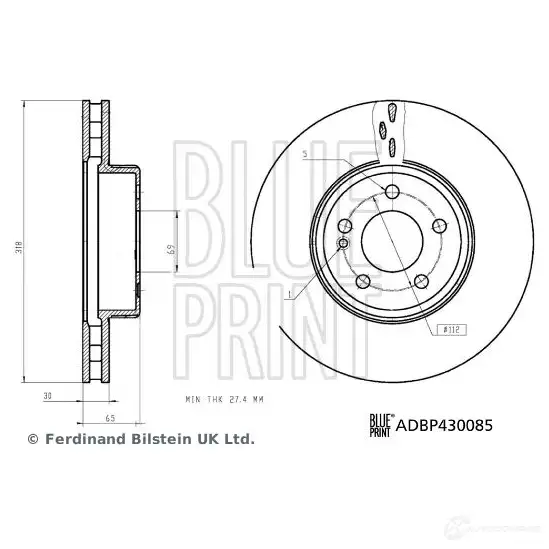 Тормозной диск BLUE PRINT HUP EGAC ADBP430085 1438325829 изображение 0