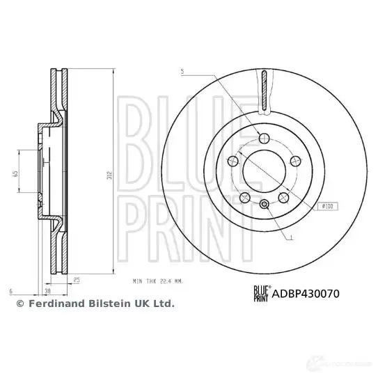 Тормозной диск BLUE PRINT 1438326087 LJ1TAC Z ADBP430070 изображение 3