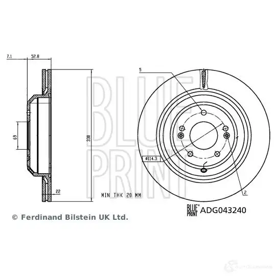 Тормозной диск BLUE PRINT 1425049646 S DJEA6 ADG043240 5057746112202
