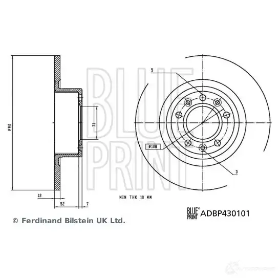 Тормозной диск BLUE PRINT ADBP430101 1438326139 E GRIV