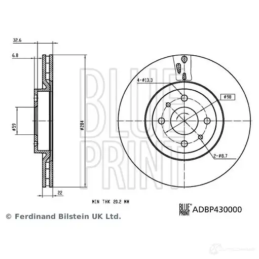 Тормозной диск BLUE PRINT ADBP430000 GOX 246 1438326212 изображение 0