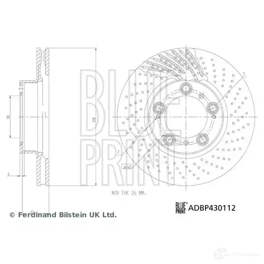 Тормозной диск BLUE PRINT 1438326259 10E0W C ADBP430112 изображение 0