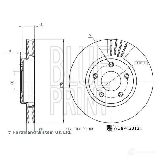 Тормозной диск BLUE PRINT Z3EC WSS ADBP430121 1438326261