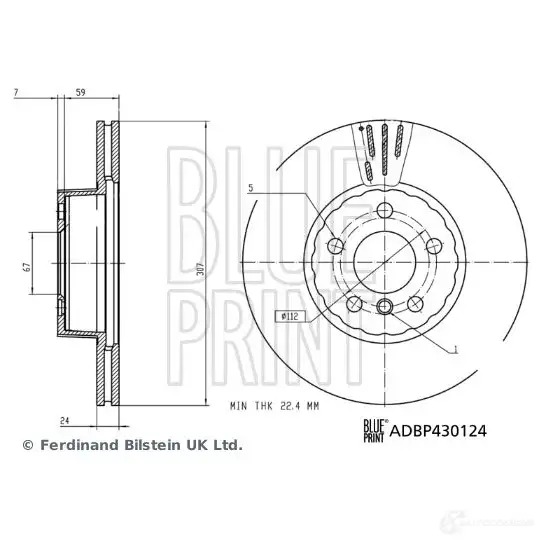 Тормозной диск BLUE PRINT 1438326265 TB SHHS ADBP430124 изображение 0