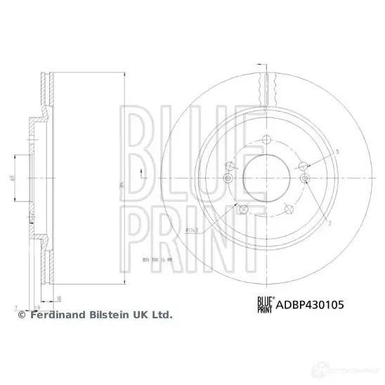 Тормозной диск BLUE PRINT ADBP430105 WYX0 VVI 1438326271
