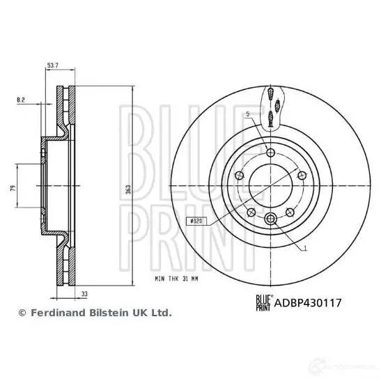Тормозной диск BLUE PRINT ADBP430117 1438326286 LJ4P AW0